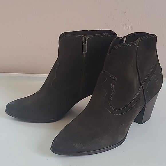 Frye Womens Flynn Short Ankle Zip Boot Oiled Suede Brown Leather Size 9M - Picture 1 of 16